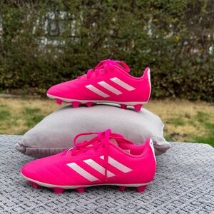 adidas Bright Pink Youth Soccer Cleats with White Stripes size 1